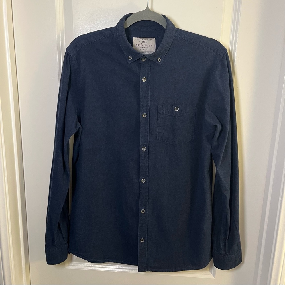 Men's Brunswick Garments Classic Fit Navy 100% Cotton Button-Down Shirt, Size S
